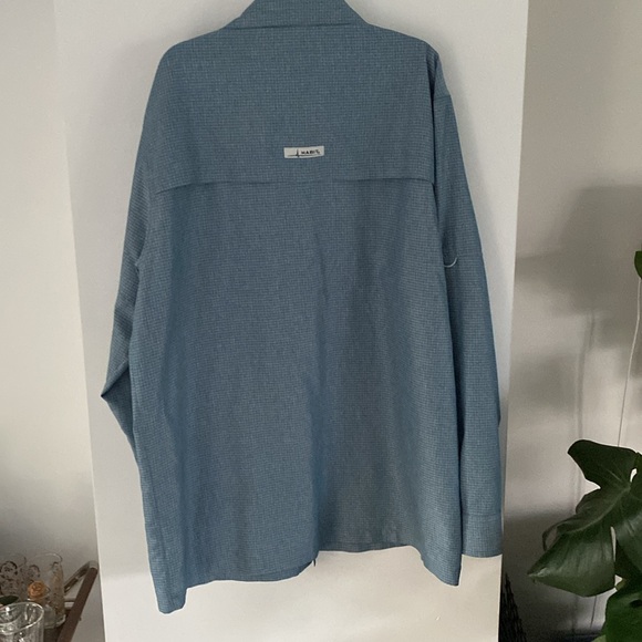 HABIT blue green teal check long sleeve outdoor UV fishing hiking M - Picture 4 of 5